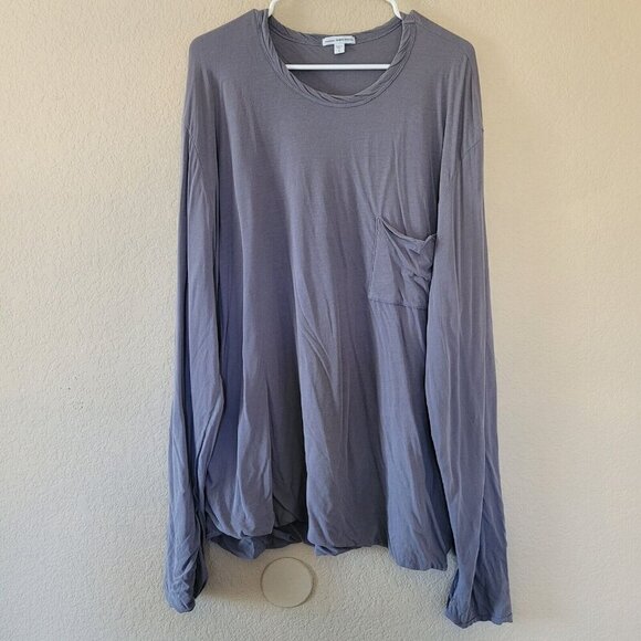 Standard James Perse Women High Gauge Jersey Top Sz 5 Xxl Long Sleeve Pocket Tee - Picture 1 of 8